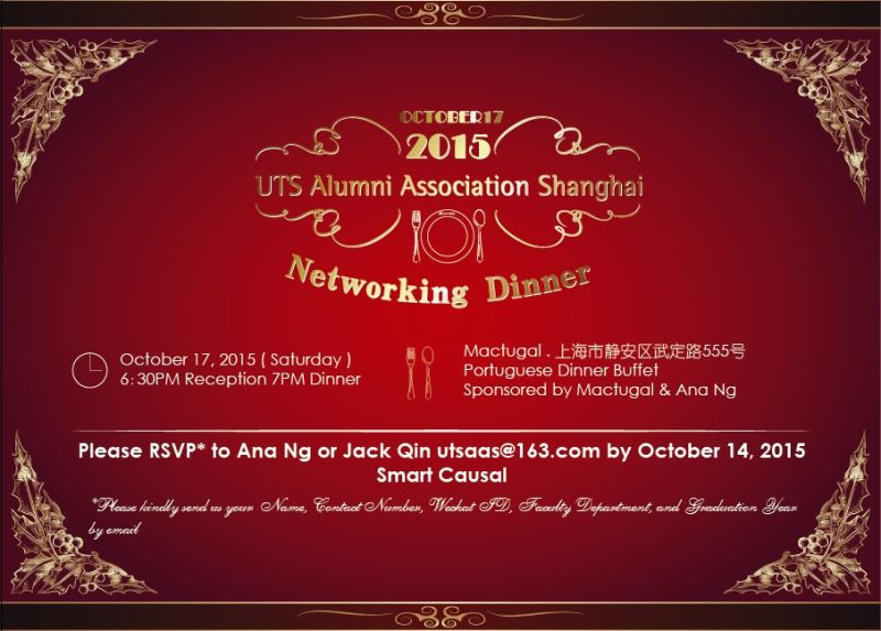 UTS Alumni Networking Dinner - Shanghai - 2015 - Events ...